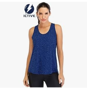 ICTIVE Workout Tank Top, Women's Mesh Racerback, Dark Blue, Size XL